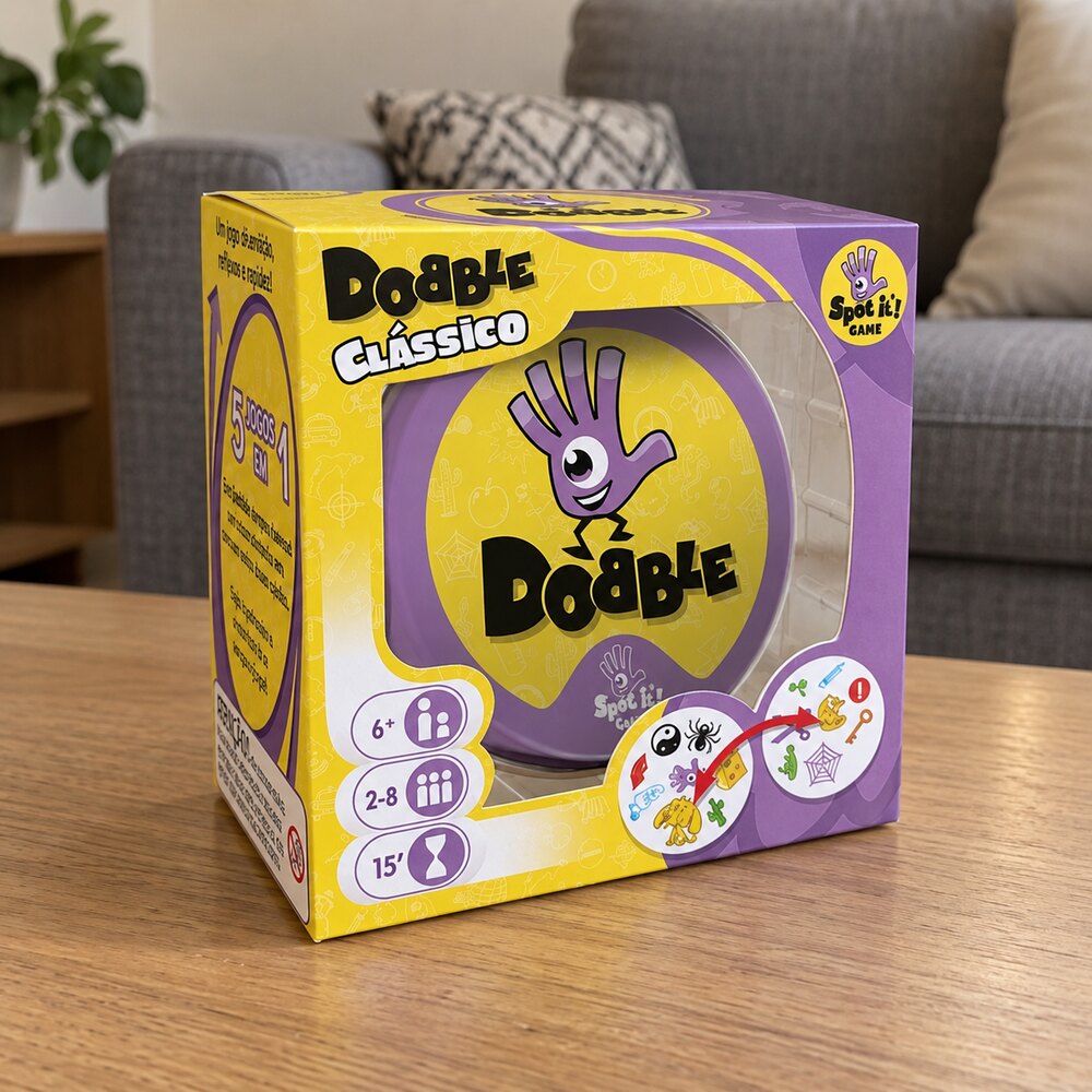 Dobble clássico, jogo de cartas na lata