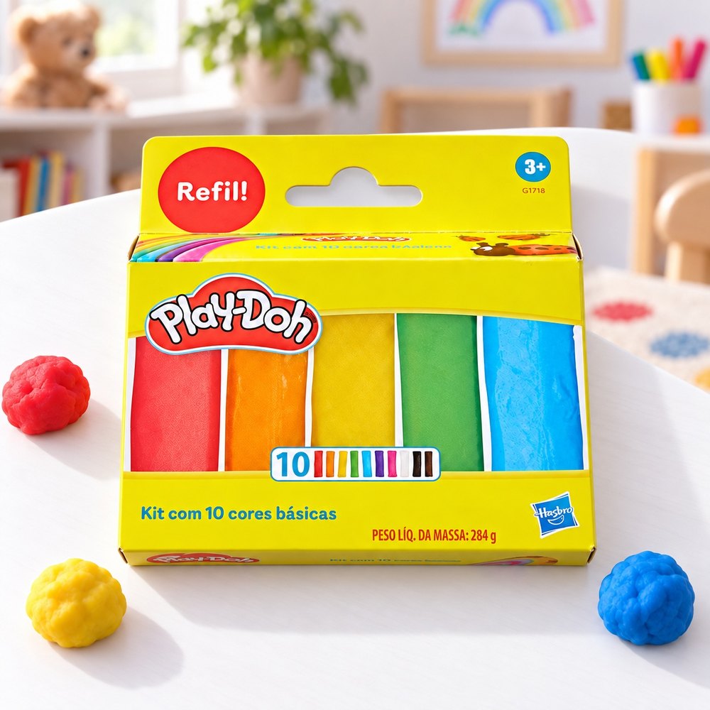 Play-Doh Kit com 10 cores básicas de massinha, refil